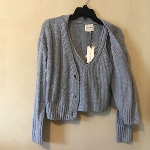 NEW NWT Two Pc Tank Cardigan Set. Zen Blue. Small
